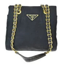Prada Chain Leather Shoulder Bag Black